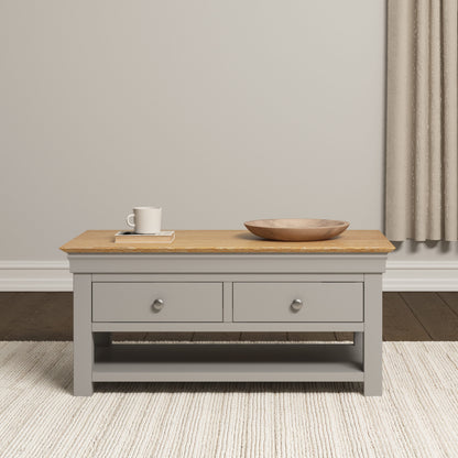 Bordeaux 2 Drawer Coffee Table Ivory/Oak or Grey/Oak