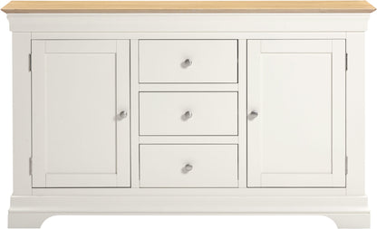 Bordeaux 2 Door 3 Drawer Sideboard Ivory/Oak or Pebble Grey/Oak