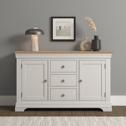 Bordeaux 2 Door 3 Drawer Sideboard Ivory/Oak or Pebble Grey/Oak