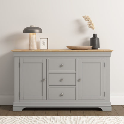 Bordeaux 2 Door 3 Drawer Sideboard Ivory/Oak or Pebble Grey/Oak