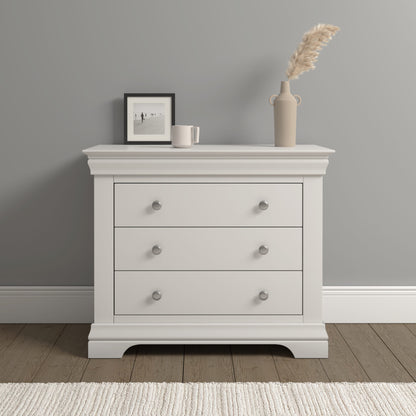 Bordeaux 3 Drawer Chest Pebble Grey or Ivory