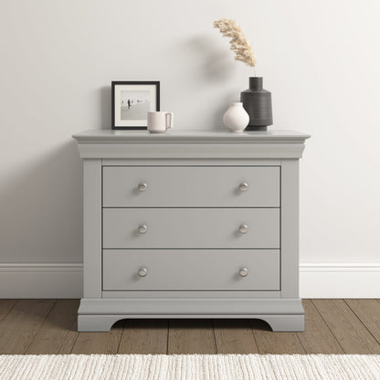 Bordeaux 3 Drawer Chest Pebble Grey or Ivory