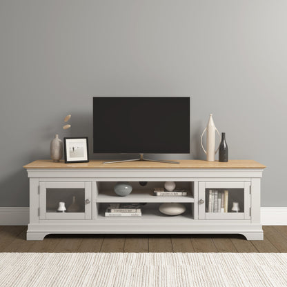 Bordeaux TV Stand Ivory/Oak Pebble Grey/Oak