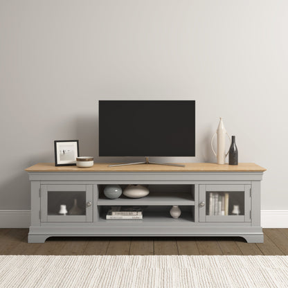 Bordeaux TV Stand Ivory/Oak Pebble Grey/Oak