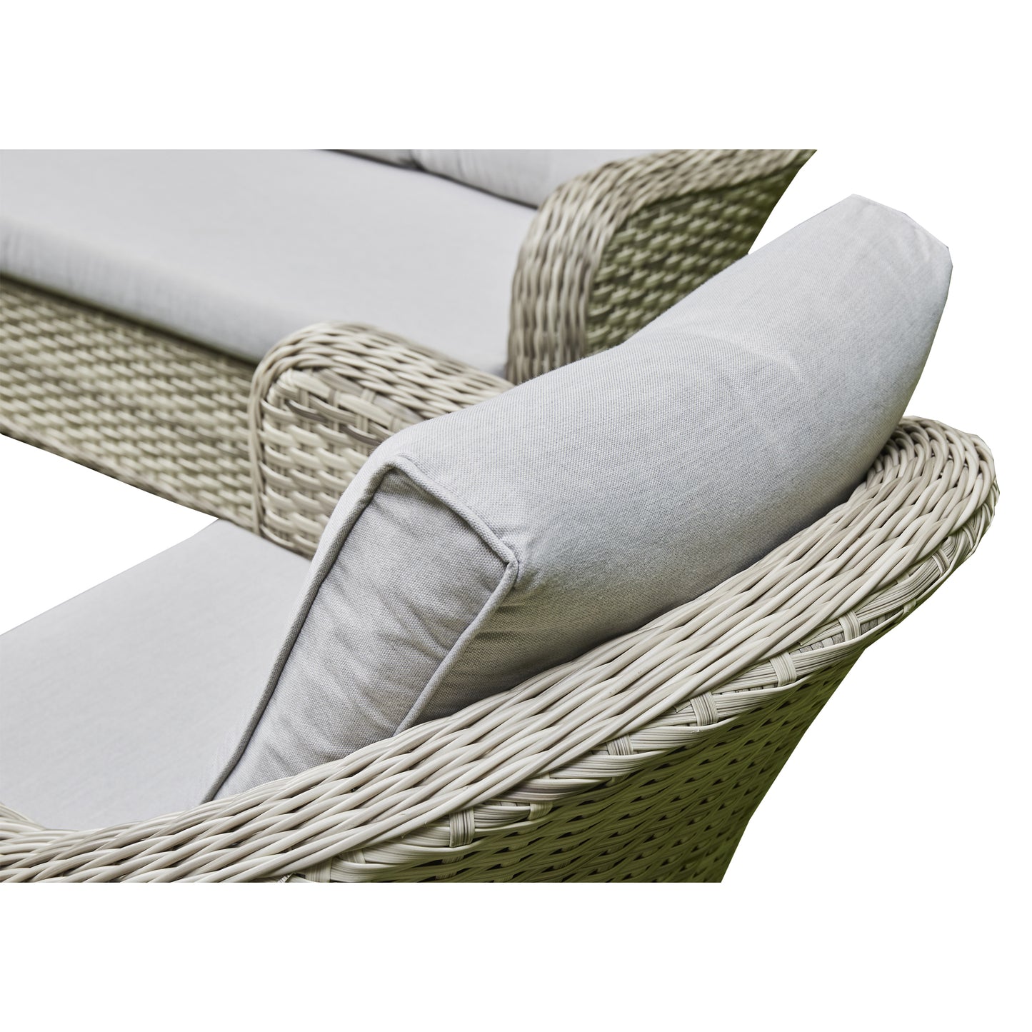 Grey Rattan Outdoor Set - 3 Seater Settee, 2 Chairs, Coffee Table