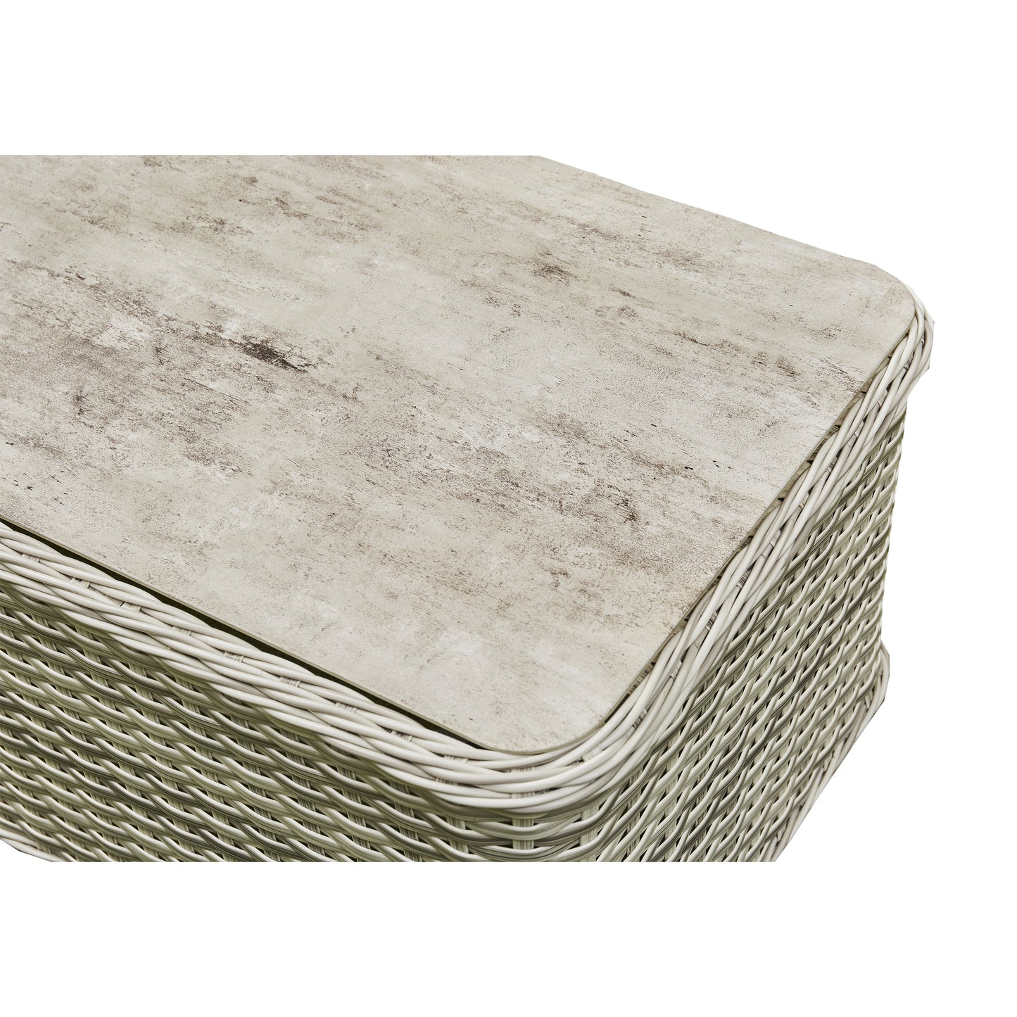 Grey Rattan Outdoor Set - 3 Seater Settee, 2 Chairs, Coffee Table