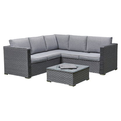 Rattan Corner Sofa Set with Ice Bucket. Brown or Grey