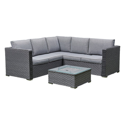 Rattan Corner Sofa Set with Ice Bucket. Brown or Grey