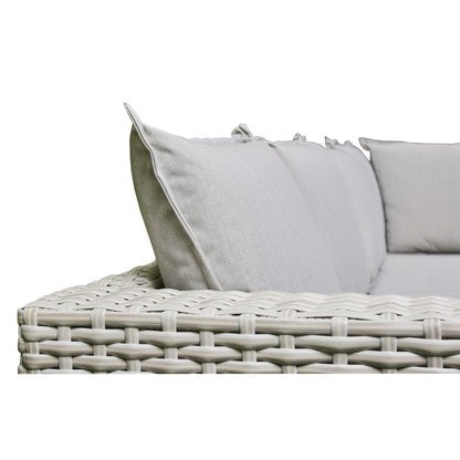 Grey Outdoor Corner Sofa 2 benches/Stools 1 Fire Pit Table