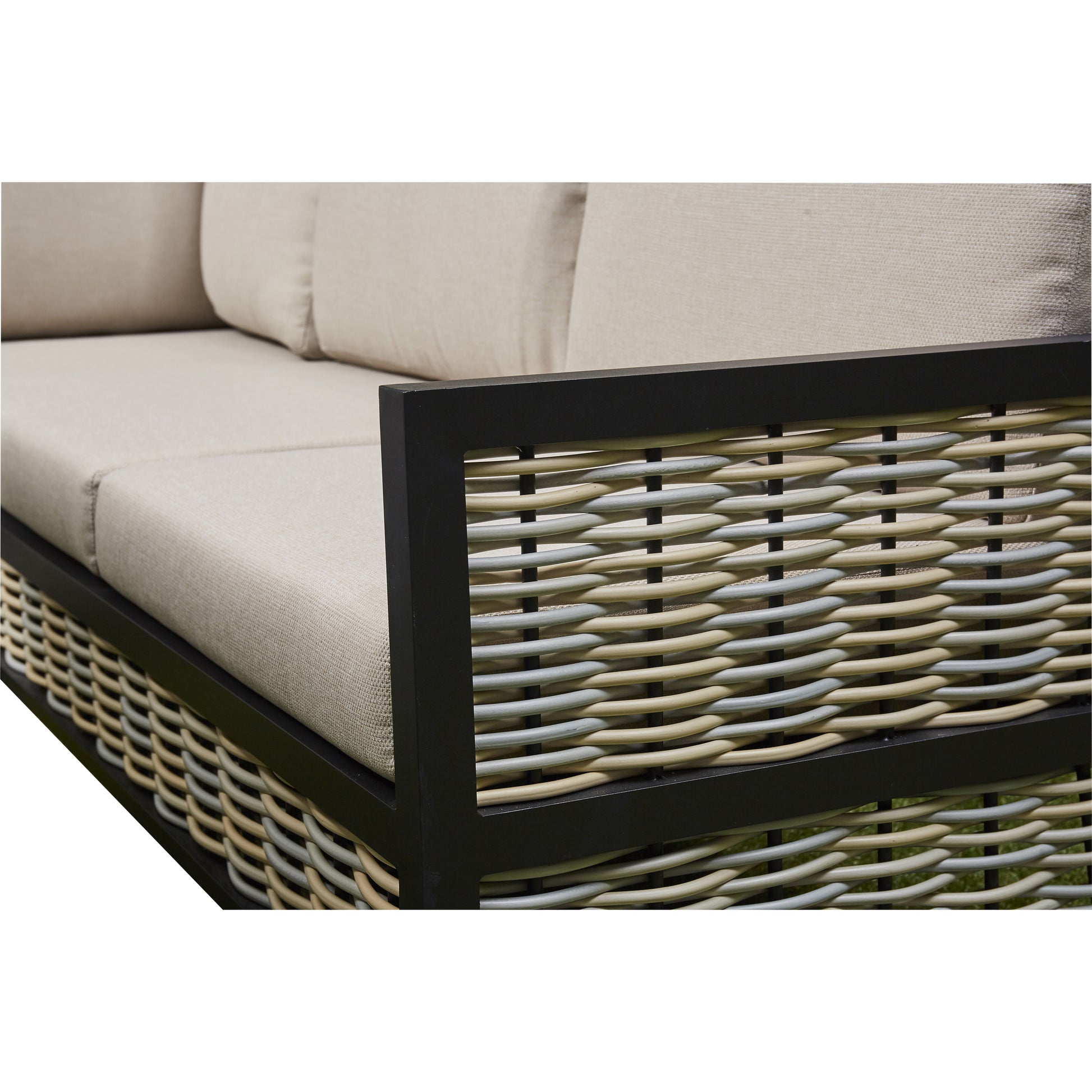 Beige Corner Outdoor Corner Sofa with 2 Benches