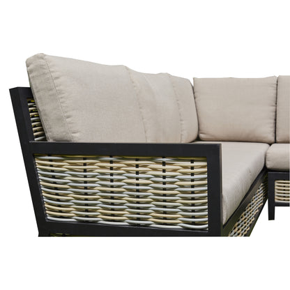 Beige Corner Outdoor Corner Sofa with 2 Benches