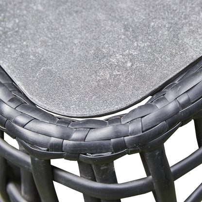 Black Outdoor Corner Sofa with Bench, Stool and Coffee Table