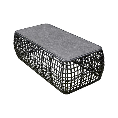 Black Outdoor Corner Sofa with Bench, Stool and Coffee Table