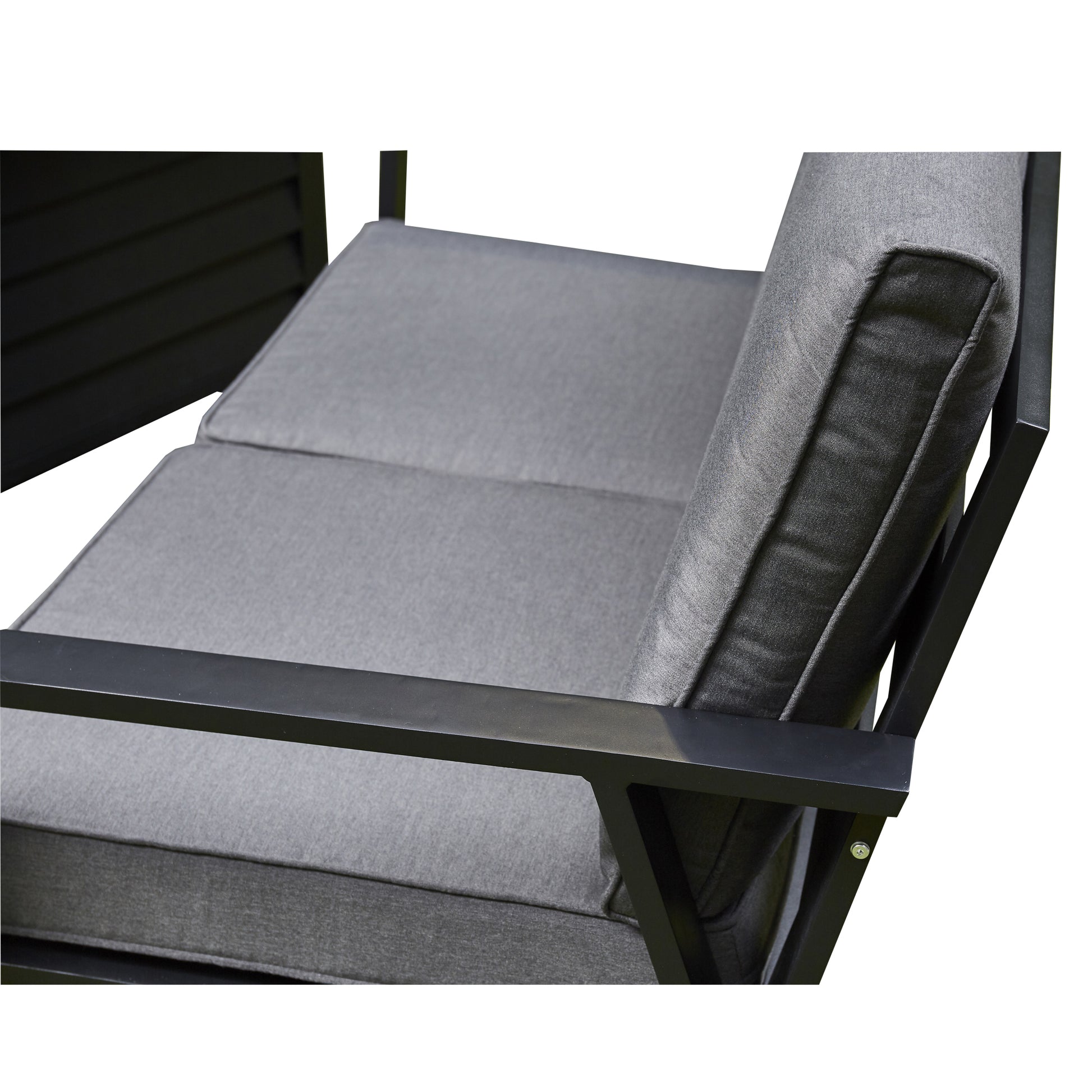 Grey Firepit Dining Set - 3 Seat Sofa, 2 Seat Sofa, 2 Chairs and Firepit Table