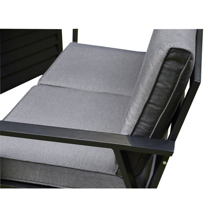 Grey Firepit Dining Set - 3 Seat Sofa, 2 Seat Sofa, 2 Chairs and Firepit Table