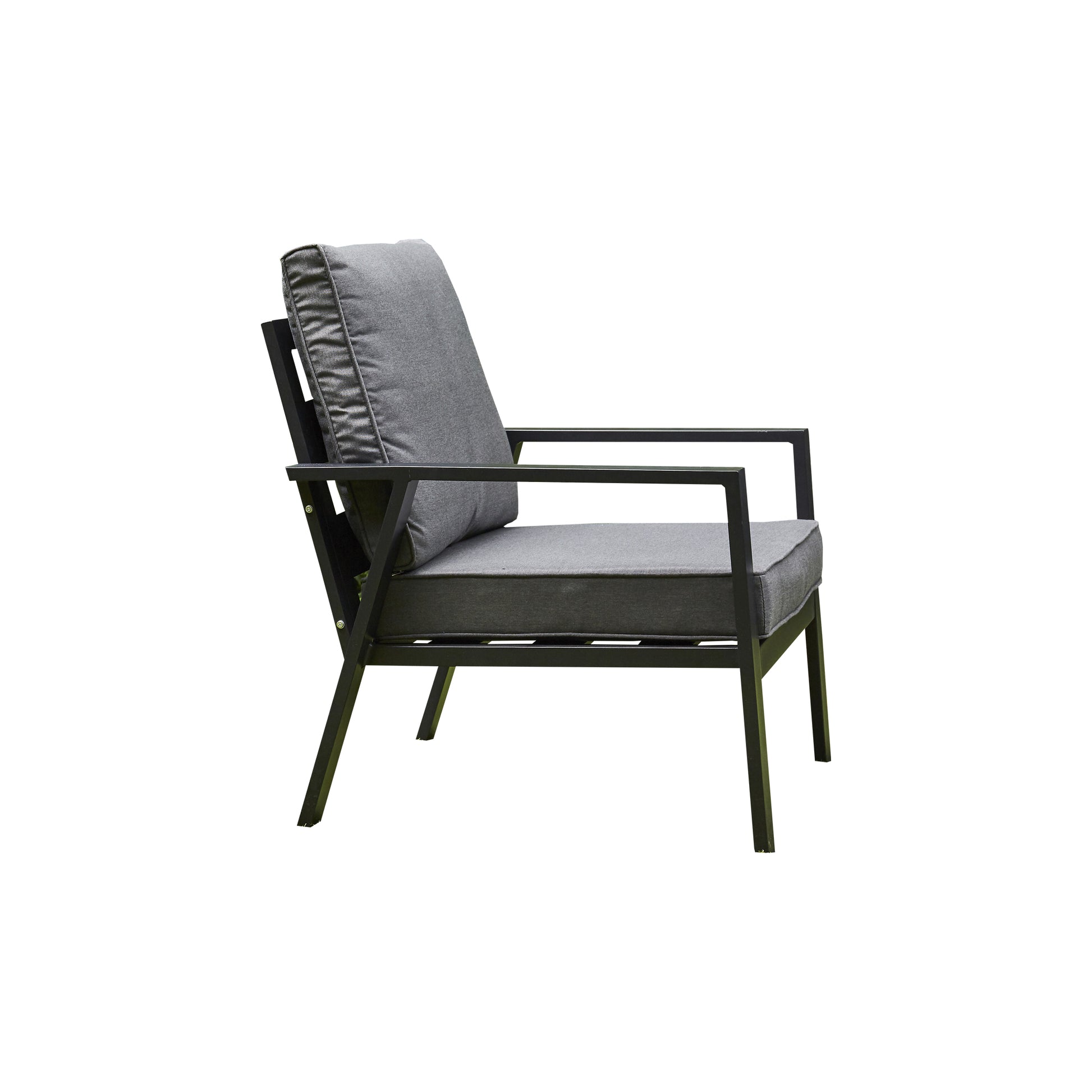Grey Firepit Dining Set - 3 Seat Sofa, 2 Seat Sofa, 2 Chairs and Firepit Table