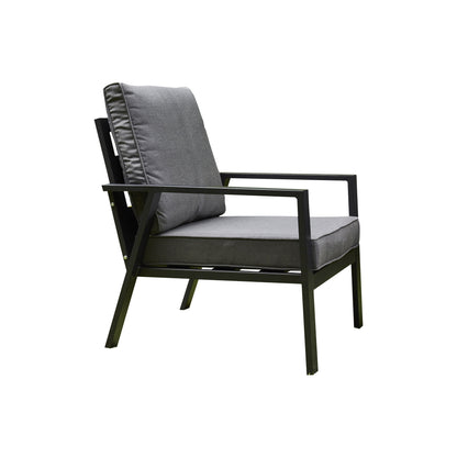 Grey Firepit Dining Set - 3 Seat Sofa, 2 Seat Sofa, 2 Chairs and Firepit Table