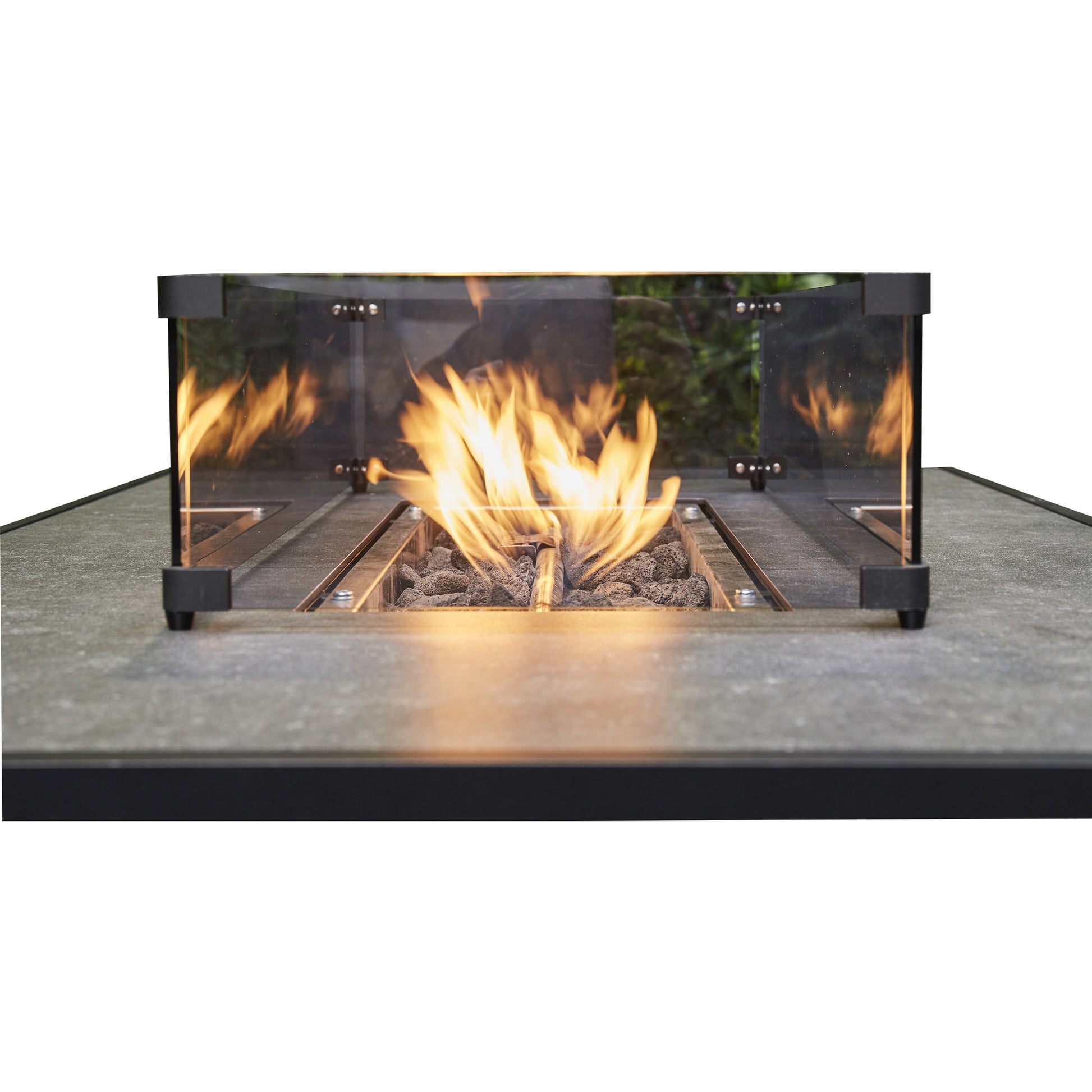 Grey Firepit Dining Set - 3 Seat Sofa, 2 Seat Sofa, 2 Chairs and Firepit Table