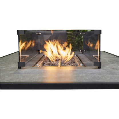 Grey Firepit Dining Set - 3 Seat Sofa, 2 Seat Sofa, 2 Chairs and Firepit Table