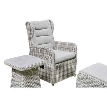 5 piece Reclining Lounge. Set. 2 reclining armchairs, 2 matching footstools. Side Table