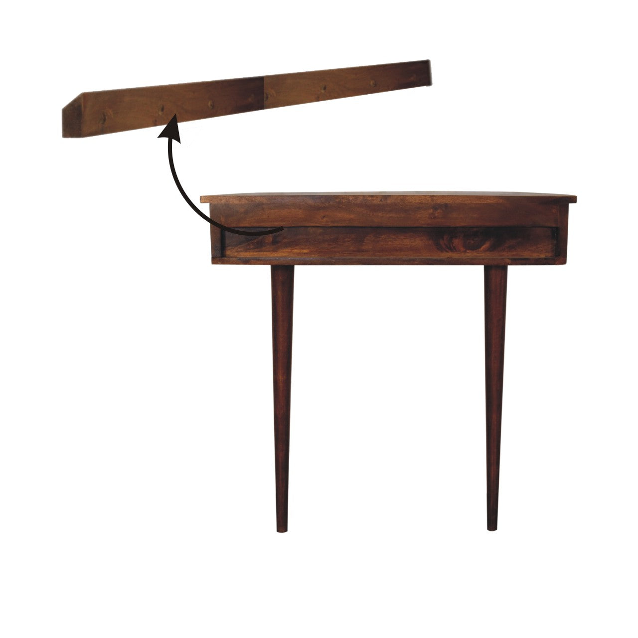 Backless Mounted Chestnut Console. 100% Solid Mango Wood