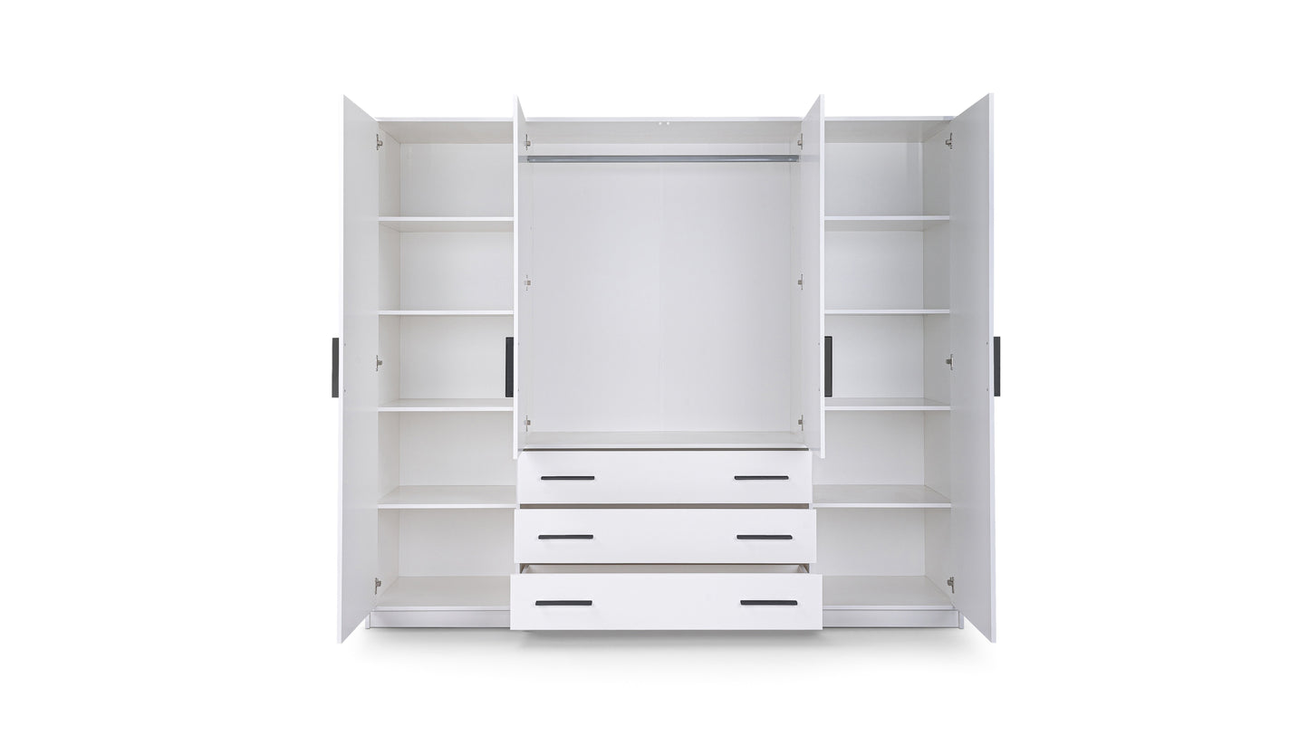 Bali 240cm Wardrobe - Oak Sonoma with Mirrored Panels and Versatile Storage