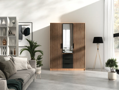 Bali Lux 3 Door Wardrobe - Oak Wotan With White or Black Finish