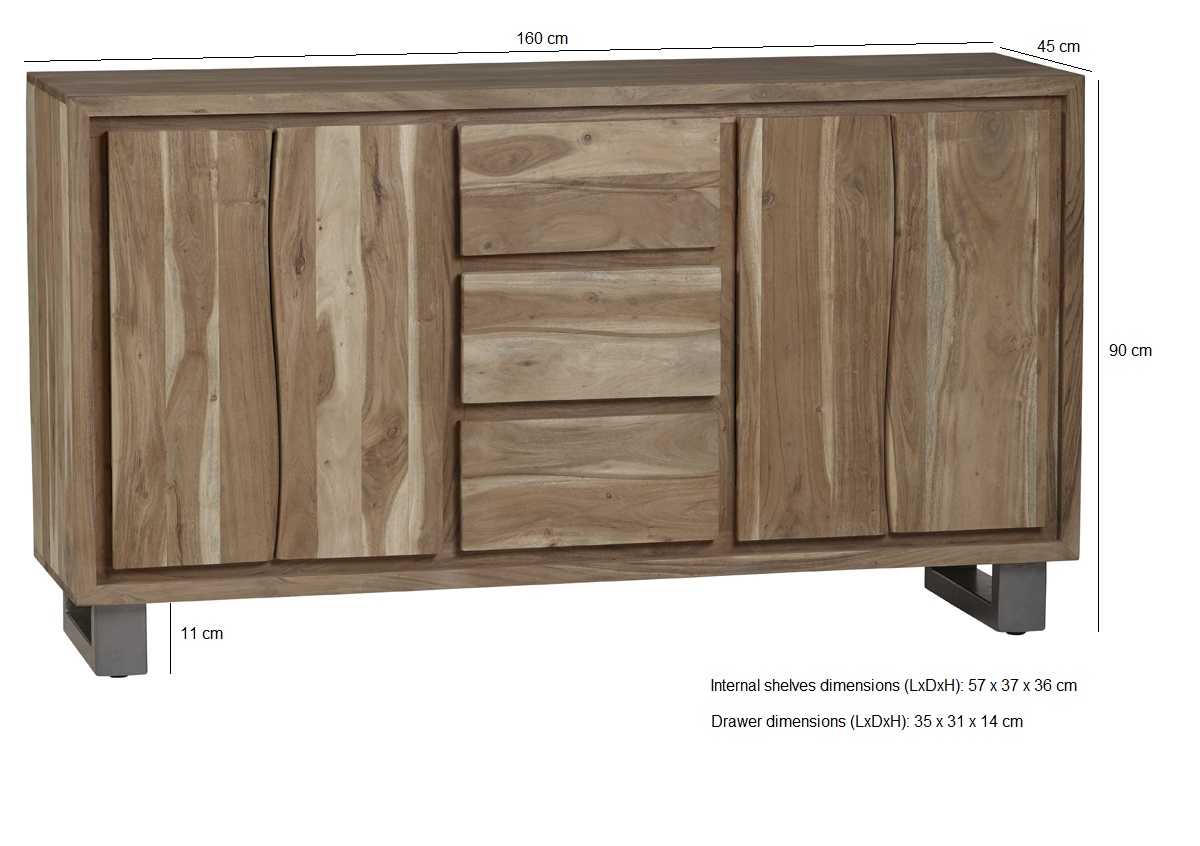 Baltic Live Edge Sideboard, Acacia Solid Wood