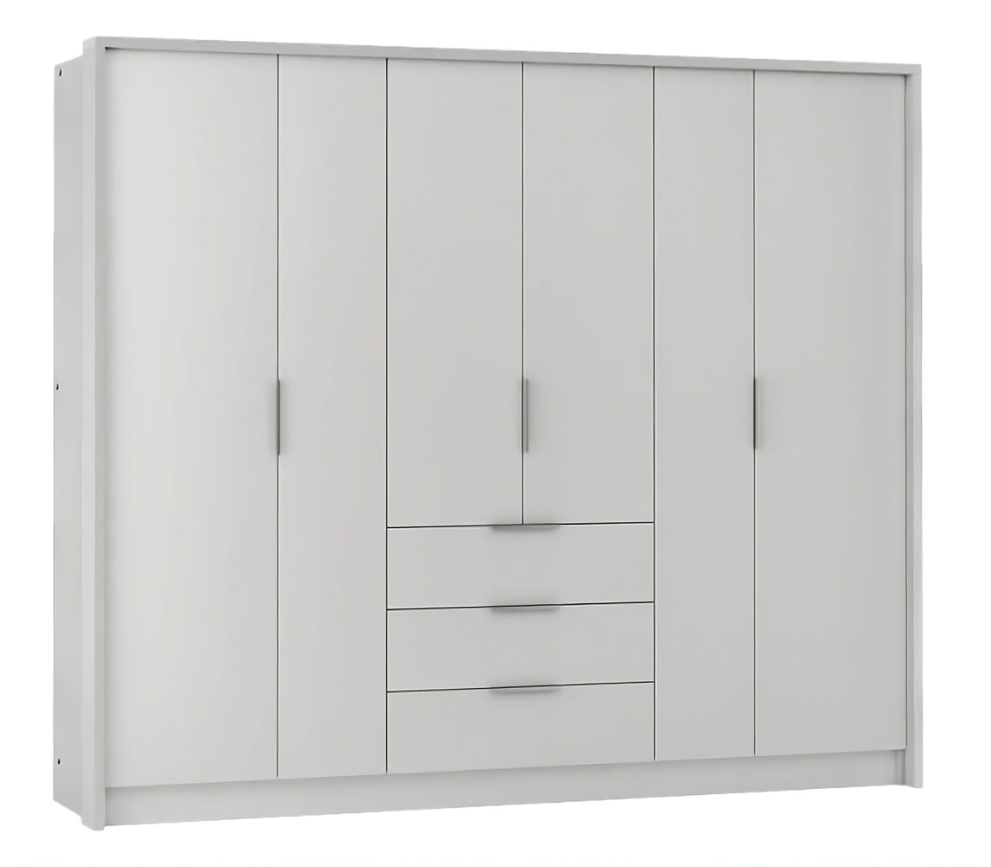BANGKOK 255cm Hinged Door Wardrobe in White Matt - Modern Storage with Bi-Folding Access