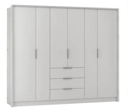 BANGKOK 255cm Hinged Door Wardrobe in White Matt - Modern Storage with Bi-Folding Access