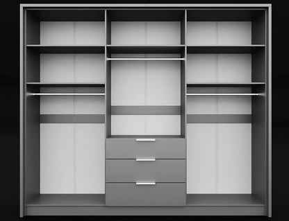 BANGKOK 255cm Hinged Door Wardrobe in White Matt - Modern Storage with Bi-Folding Access