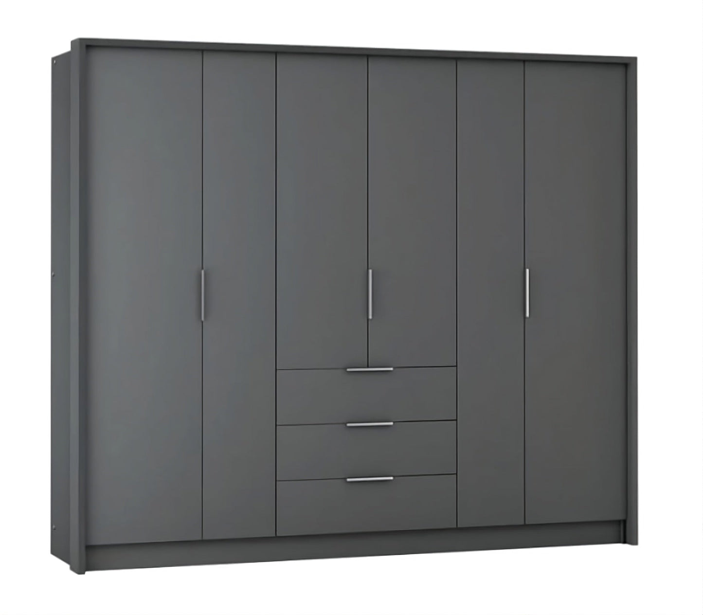 Bangkok 255cm Hinged Door Wardrobe in White or Grey