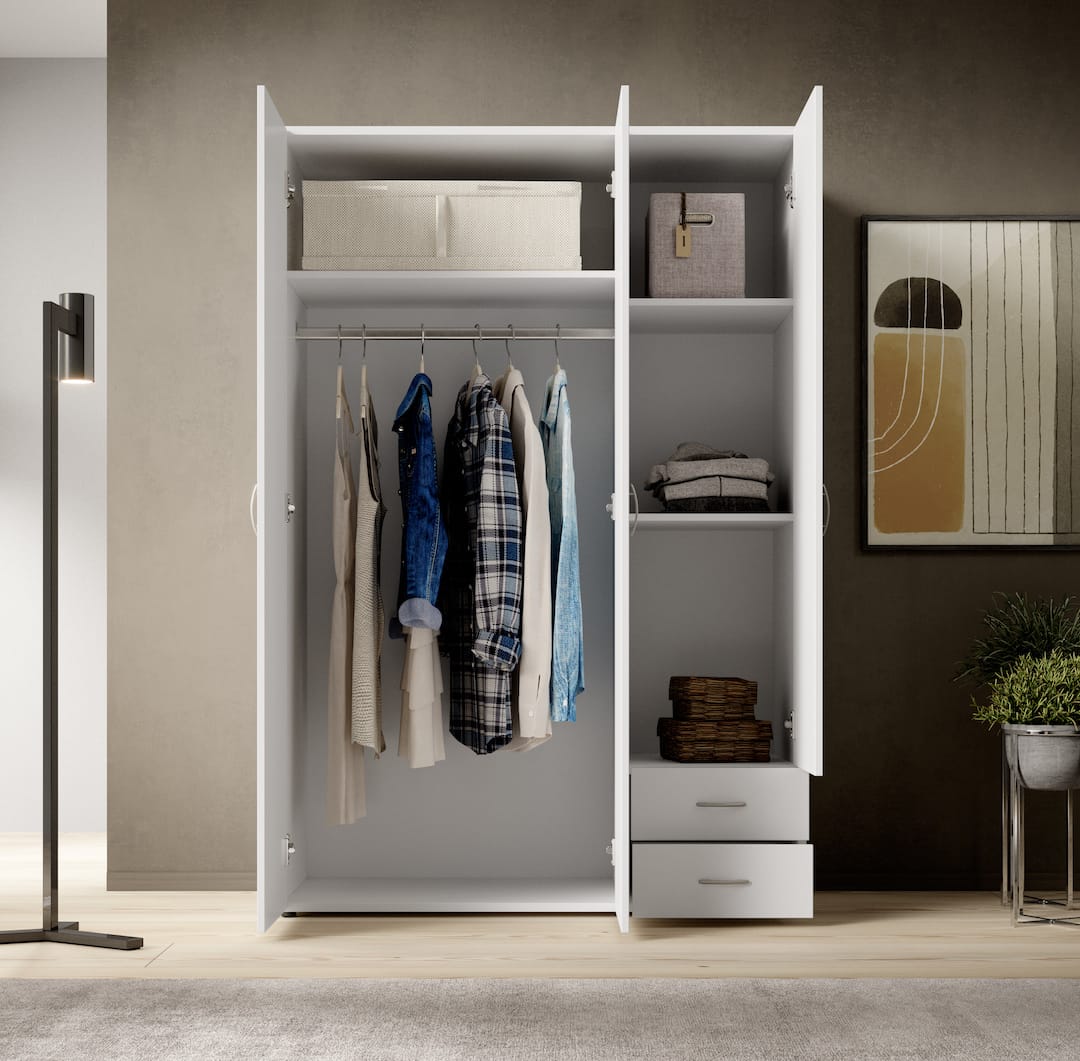 Base Hinged Door Wardrobe 120cm White or Oak Sonoma