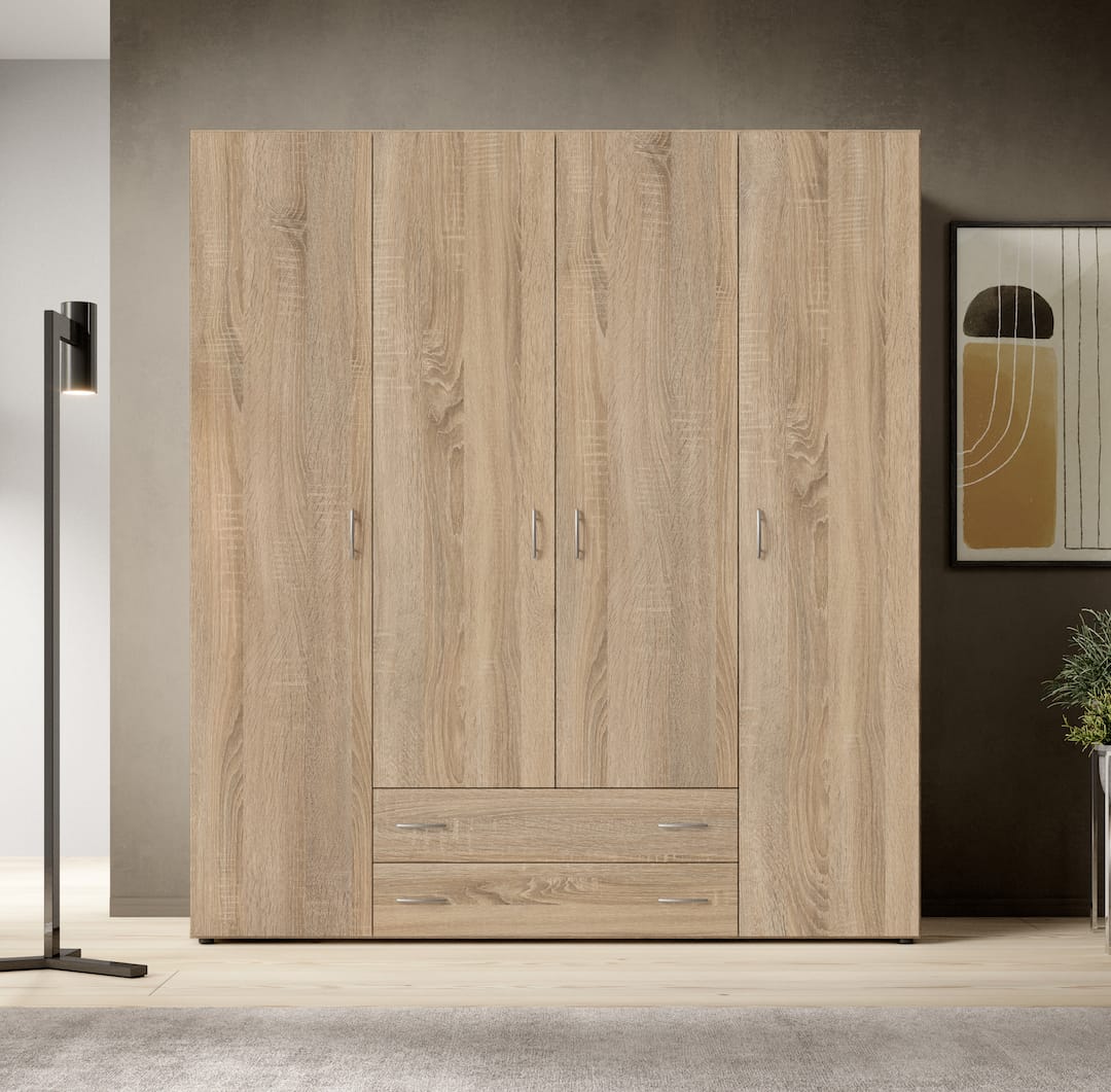 Base Hinged Door Wardrobe 160cm White or Oak Sonoma