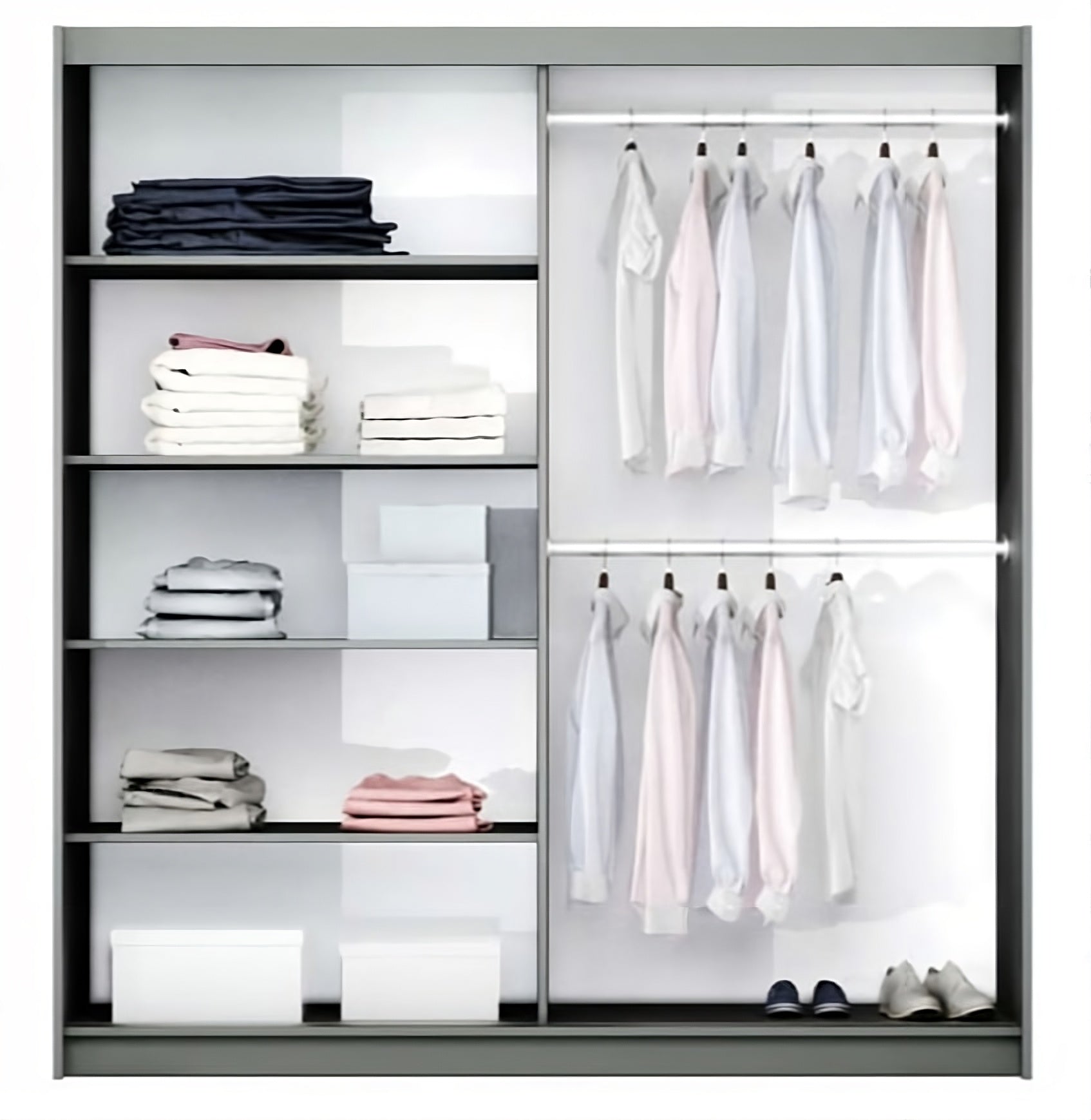 BASTIA 150cm Sliding Door Wardrobe in White Matte - Bright, Modern Storage Solution