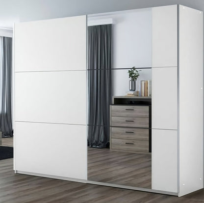 BASTIA 250cm Sliding Door Wardrobe in White Matte and Alpine Spruce - Fresh, Modern Storage Solution