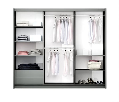 BASTIA 250cm Sliding Door Wardrobe in White Matte and Alpine Spruce - Fresh, Modern Storage Solution