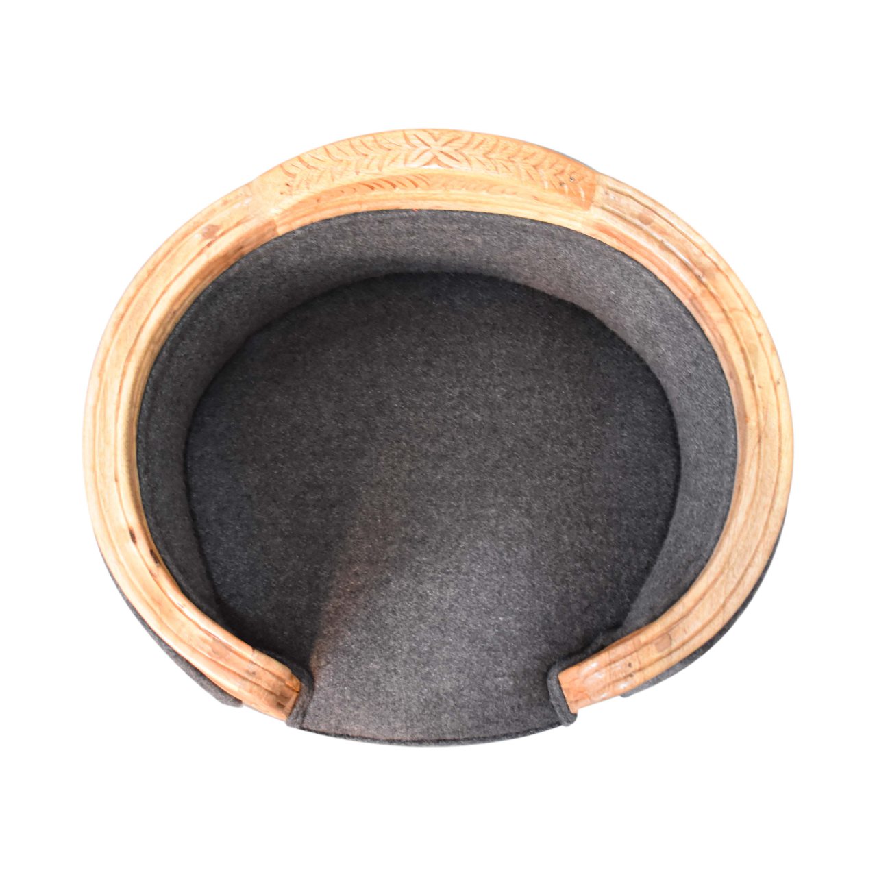 Battleship Tweed Pet Bed. 100% Solid Mango Wood
