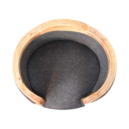 Battleship Tweed Pet Bed. 100% Solid Mango Wood