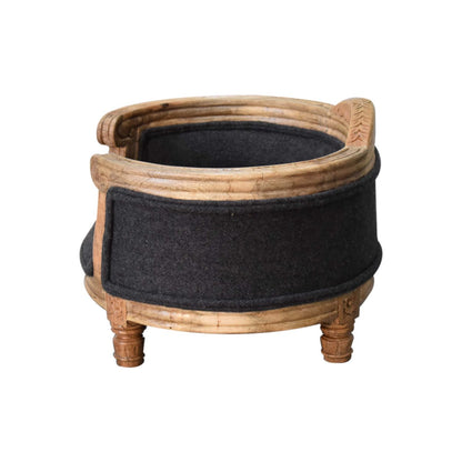 Battleship Tweed Pet Bed. 100% Solid Mango Wood