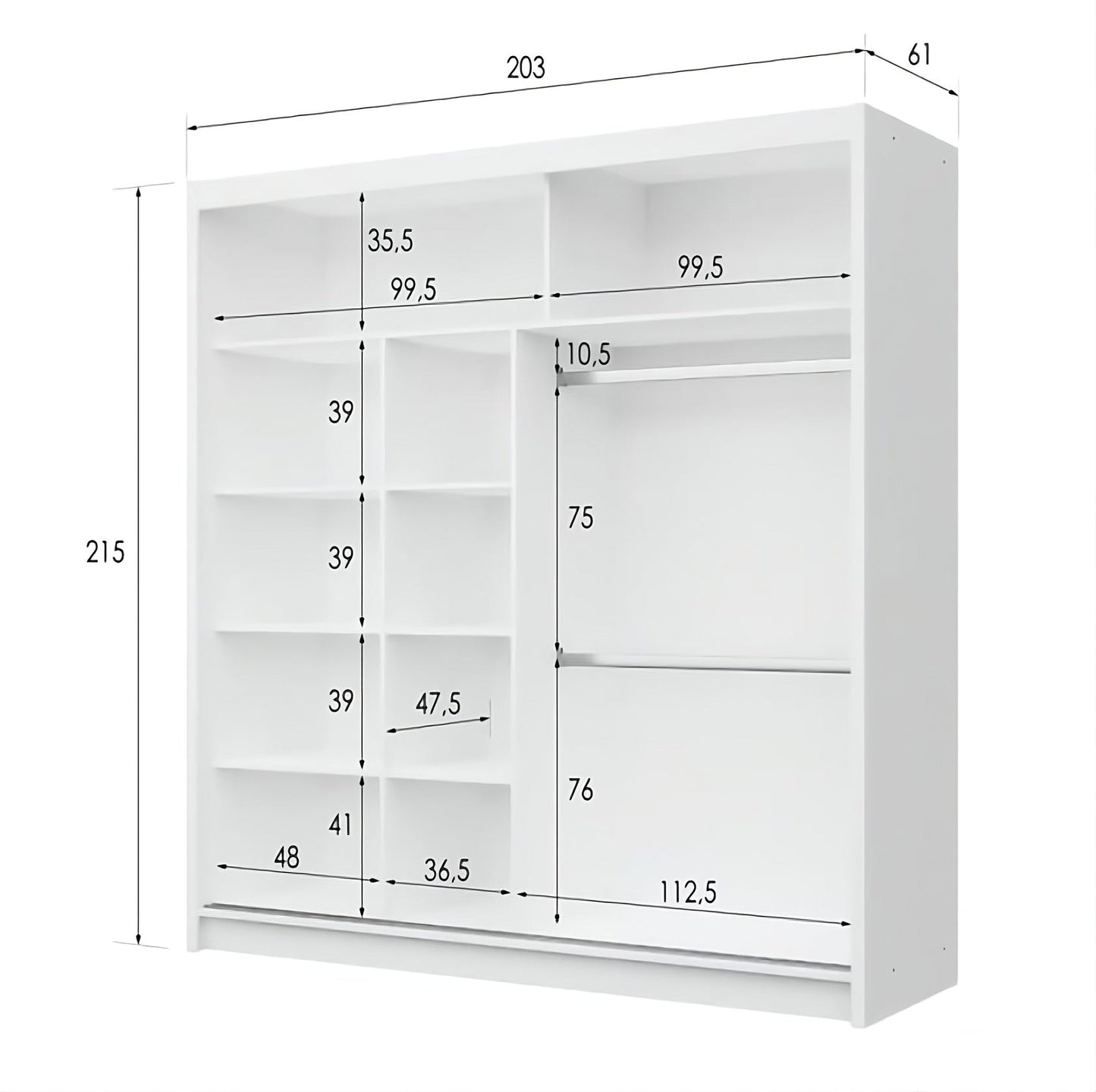 BATUMI 203cm Sliding Door Wardrobe in Grey Matte - Stylish Mirrored Elegance with Ample Storage