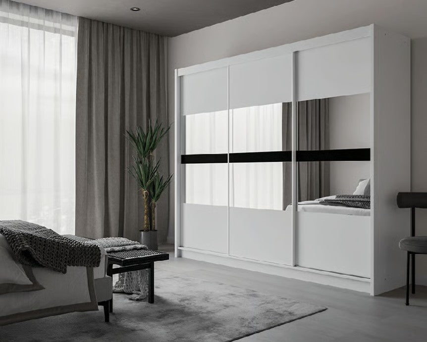 Batumi 250cm Sliding Door Wardrobe in Grey Matt or White Matt
