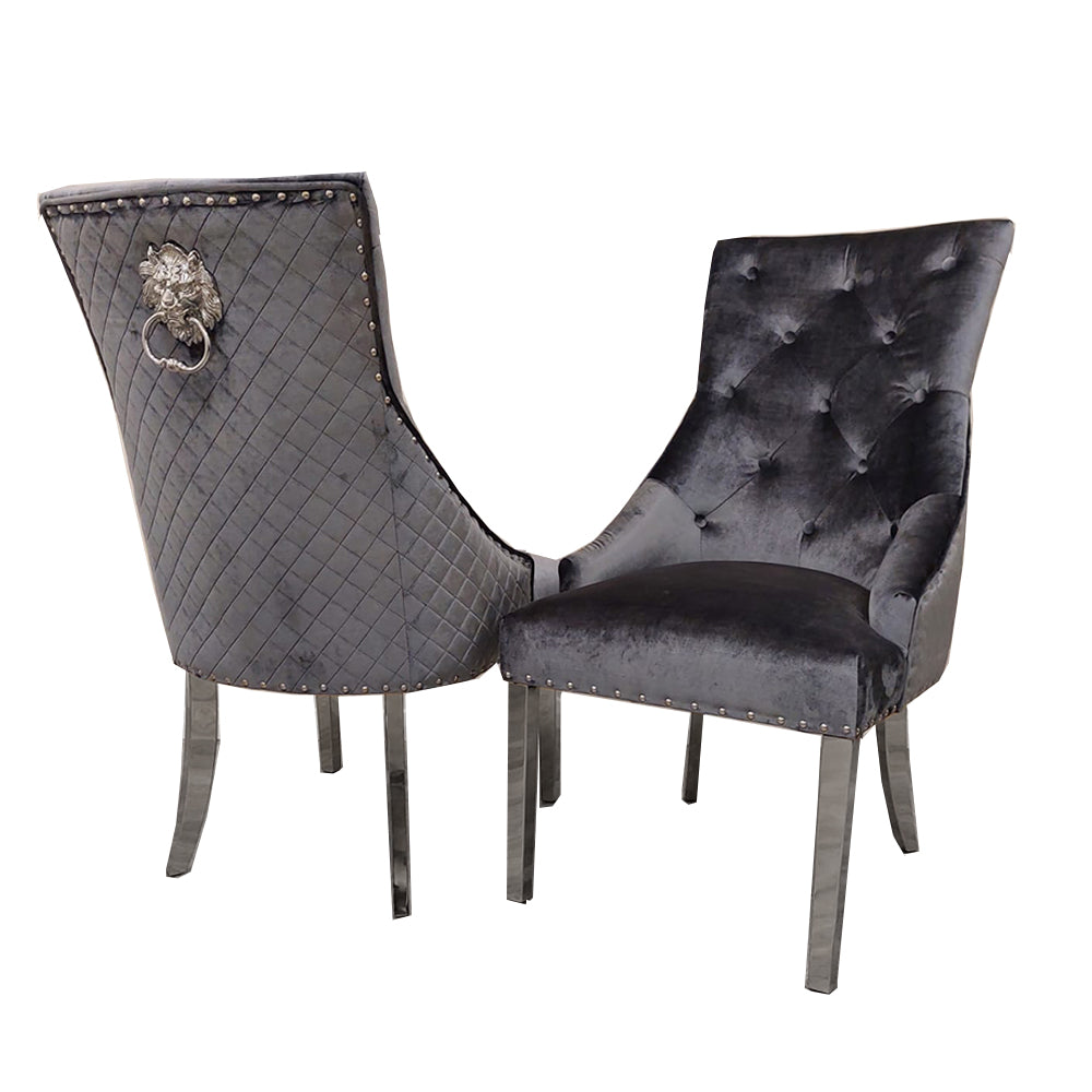 Bentley Chrome Dining Chair Dark Grey Light Grey Beige Black