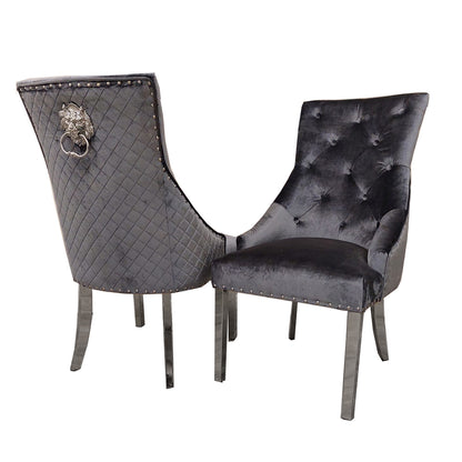 Bentley Chrome Dining Chair Dark Grey Light Grey Beige Black