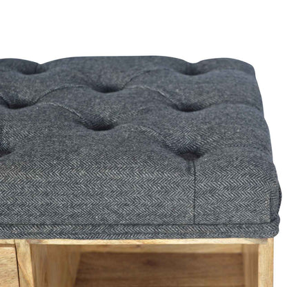 Black Tweed 1 Drawer Bench 100% Solid Mango Wood