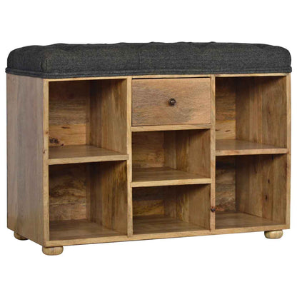 Black Tweed 1 Drawer Bench 100% Solid Mango Wood