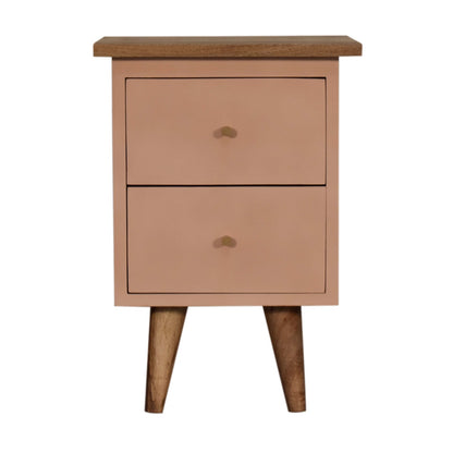 Blush Pink Painted Bedside. 100% Solid Mango Wood