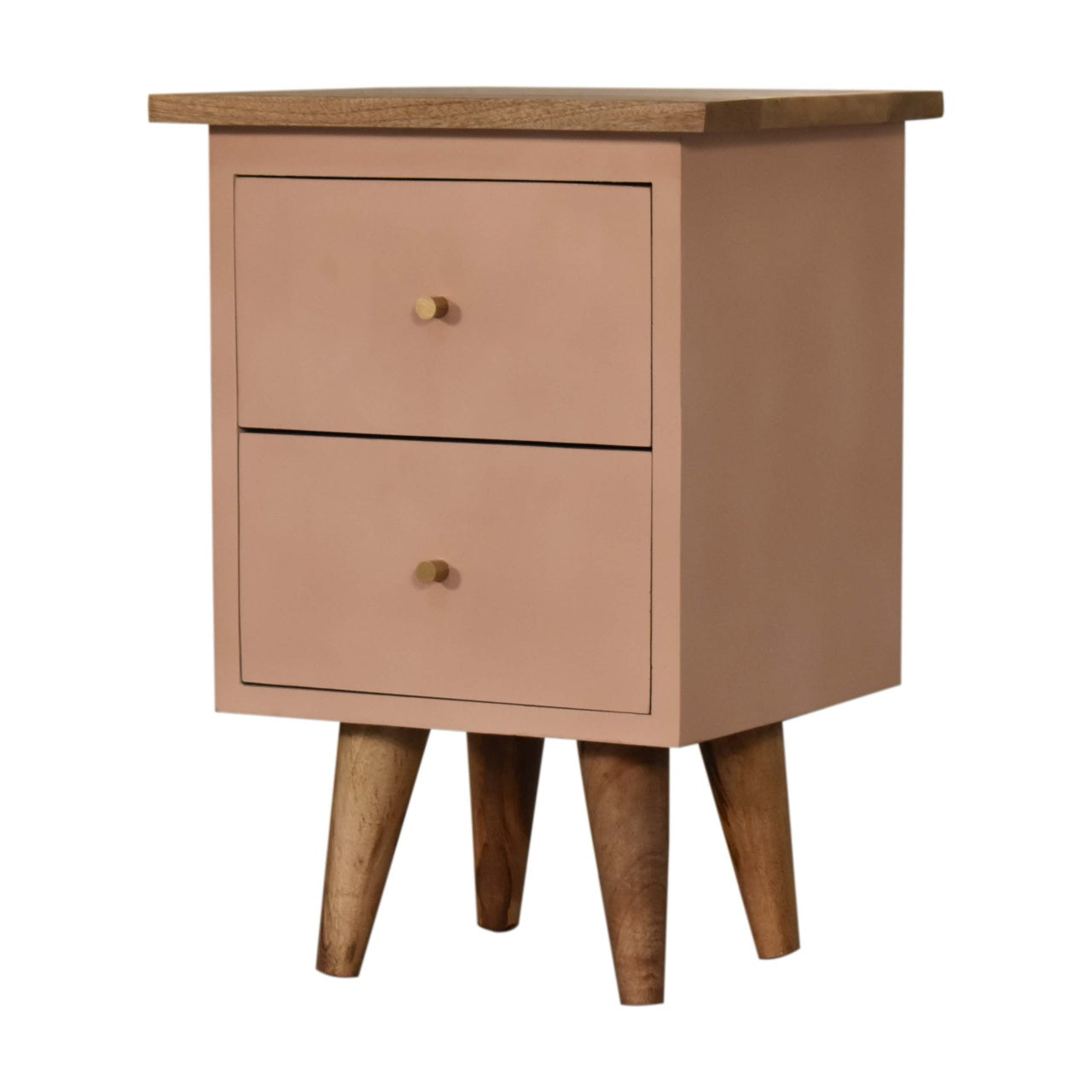 Blush Pink Painted Bedside. 100% Solid Mango Wood