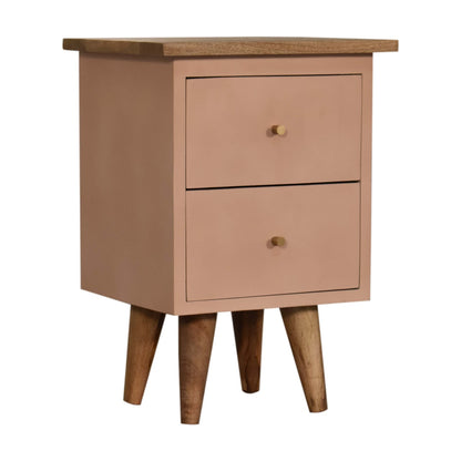 Blush Pink Painted Bedside. 100% Solid Mango Wood