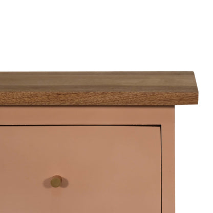 Blush Pink Painted Bedside. 100% Solid Mango Wood